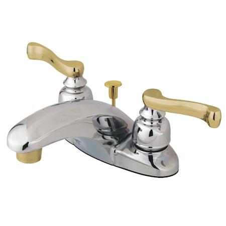 Kingston Brass KB8624FL 4" Centerset Bathroom Faucet, Polished Chrome/Polished Brass KB8624FL